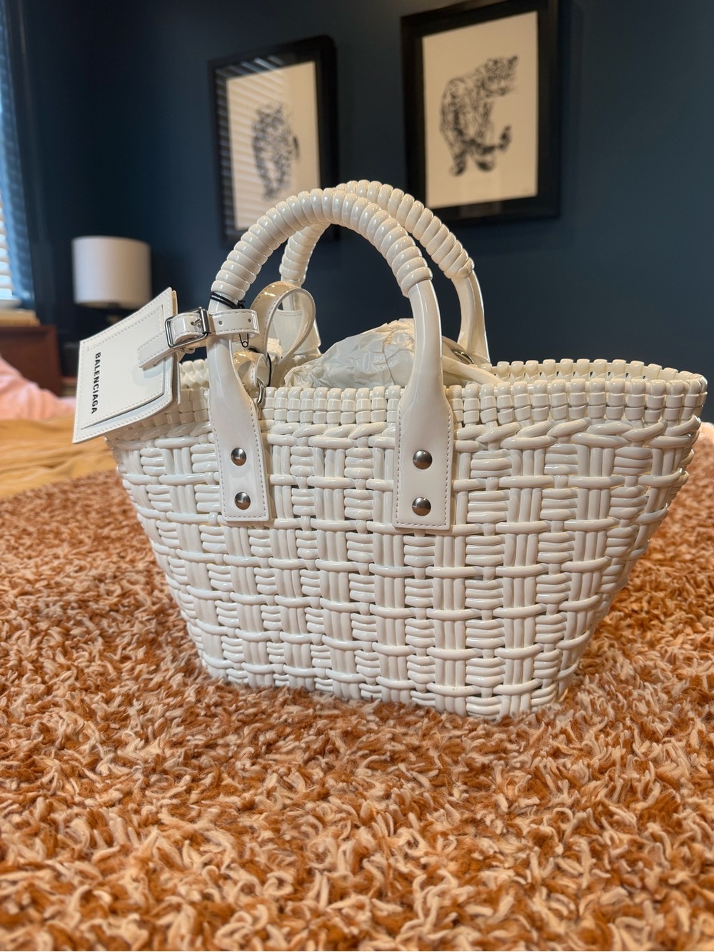 Balenciaga White Woven Tote NWT